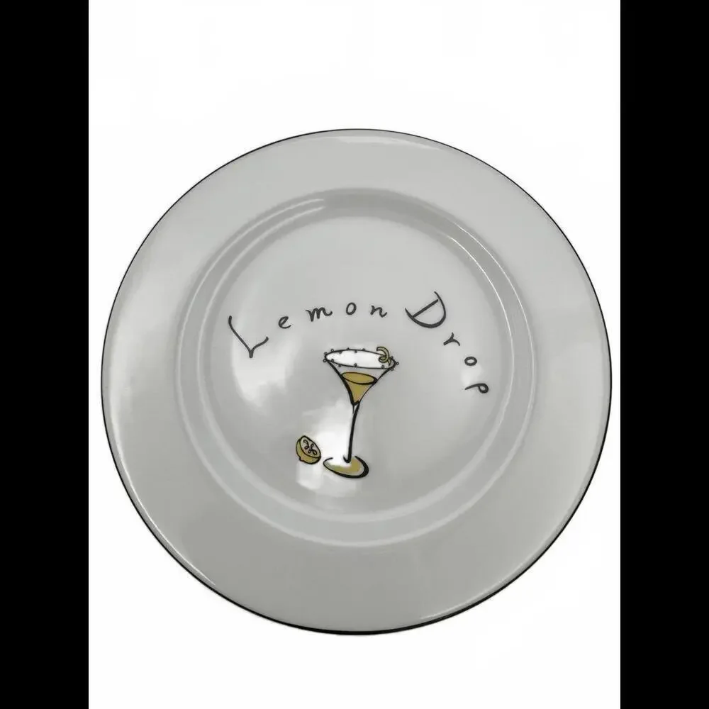 Pottery Barn Martini Fun Cocktail Themed Plates Set of 4